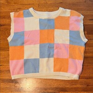 Colorful Checkered Short Sleeve Top
